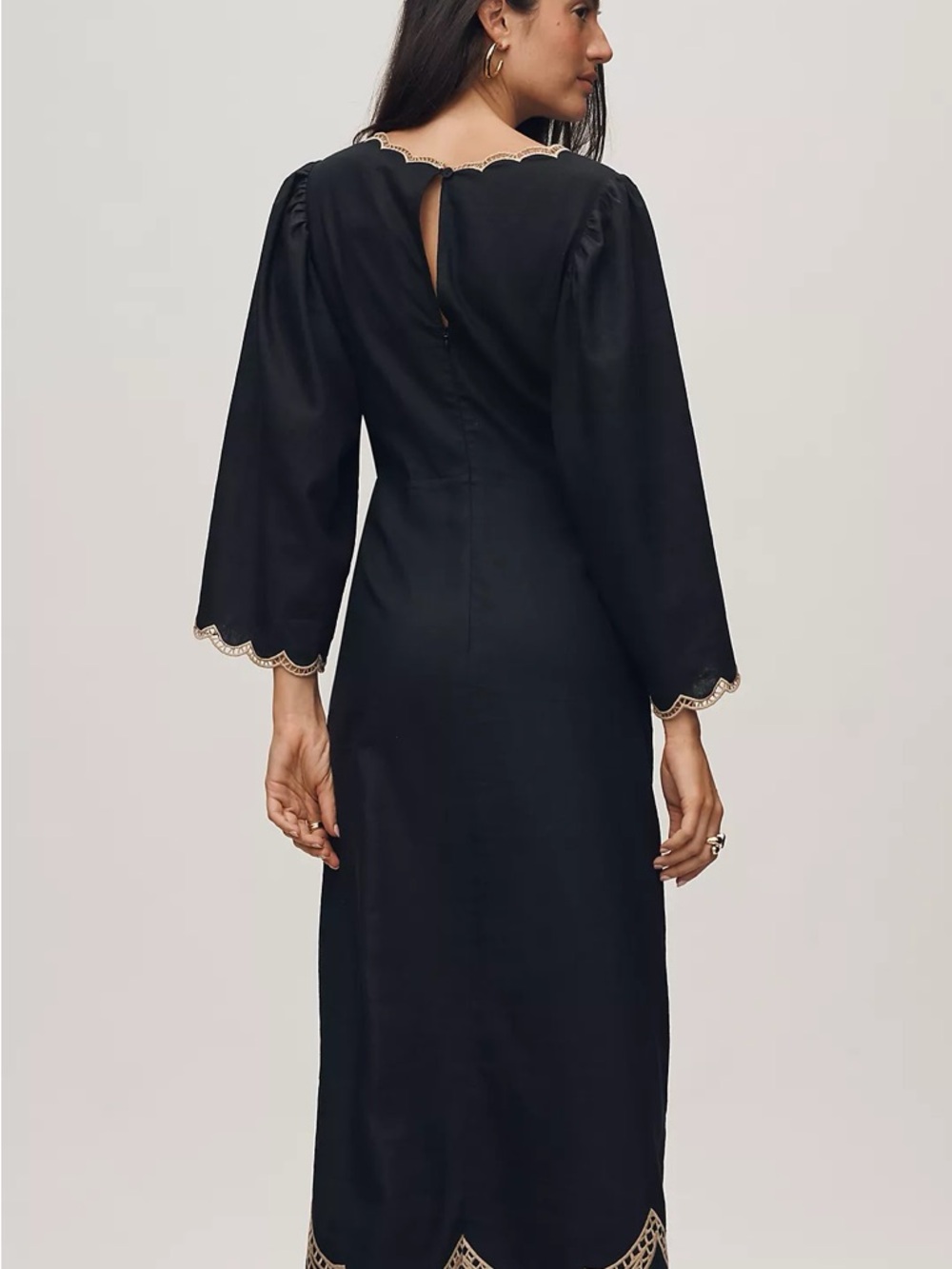 FARM Rio x Anthropologie Black Cutout Embroidered Palm Midi Dress Size Small NWT - Picture 2 of 13